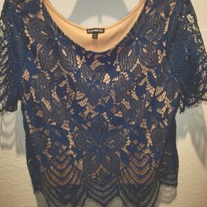 Express lace top with tan underlay